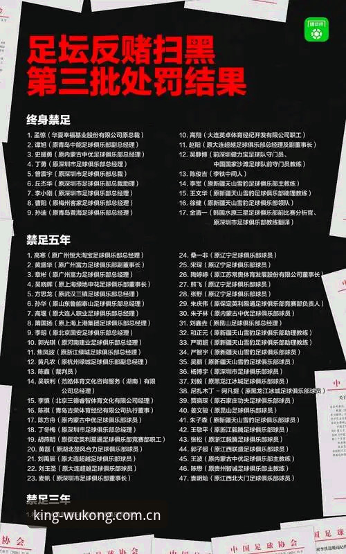 中国足协第三批禁足名单公布：5类违规行为与17名终身禁足的深度解析